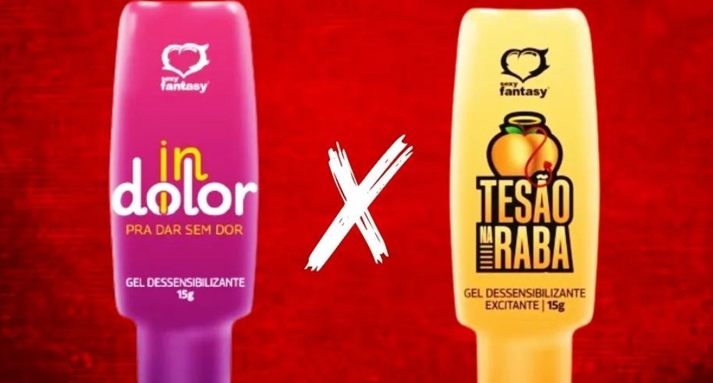 Produtos rosa e amarela com fundo vermelho